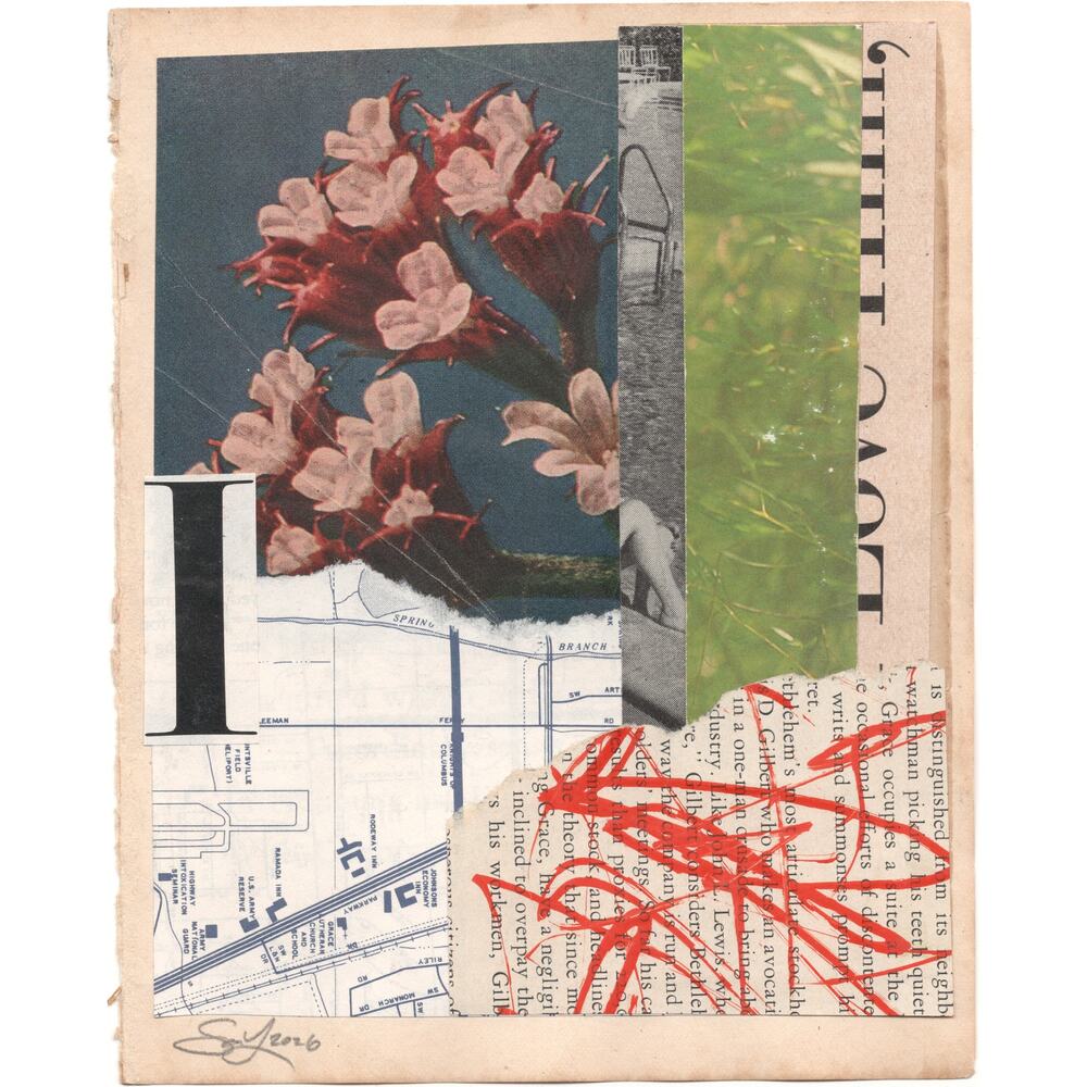 Original Mixed Media Modern Art Collage "Ecclesiolatry" 5.25x6.75" Signed